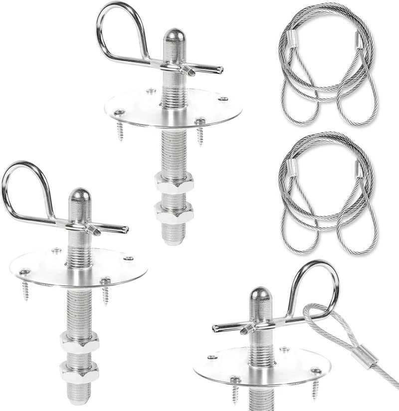 Klfte 2 Pack Trucks Hood Pin for Car, Stainless Steel Hood Pin Lock Clip with Racing Lanyard for Fixing Car Hood Cover & Reduce Shaking(Sliver) - Image 1